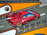 Image # 37138: The Getaway: High Speed II 2nd Version Blank Playfield - Detail 
(This playfield has the Diamond Plate coating.)