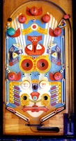 Image # 7306: Gizmo Playfield 
(The three red posts at the bottom of the playfield and the rubber ring around them are not factory-original and were added later.)