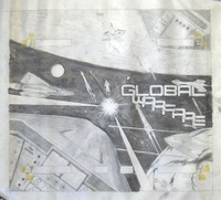 Image # 25937: Global Warfare First Backglass Sketch (Feb-20-1980) 
(Pencil and charcoal sketches on drawing vellum.)