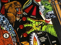 Image # 45312: Grand Lizard Playfield - Detail 
(This is a New Old Stock playfield in its crate from the manufacturer.)