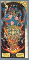 Image # 55921: Attila the Hun Original Playfield Artwork 
(Artist is Larry M. Blazek.Marker and colored pencil on vellum.Dimensions 17 1/2 inches by 8 1/2 inches.)