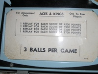 Image # 63869: Aces & Kings Score Card 
(Serial number 71396.)