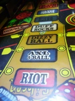 Image # 33420: Guns N' Roses Playfield - Detail 
(Game has serial number 113655 dated Aug 9, 1994.)