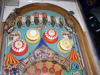 Image # 18592: Happy Clown Upper Playfield 
(The green center targets are not original to this game.)