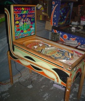 Image # 48673: Happy-Go-Lucky Cabinet - Left 
(The white button on the coin door is not original to this game. Serial number 52566HL.)