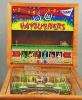 Image # 79162: Hayburners Backglass 
(The background scene is missing from the backbox animation area.)