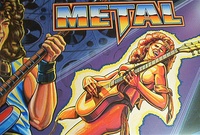 Image # 71169: Heavy Metal Meltdown Original Backglass Artwork - Detail 
(Artist is Tony Ramunni. Watercolor on posterboard.Dimensions 21 1/4 inches by 26 inches. Metal frame is 26 by 31 inches.)