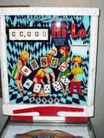 Image # 42957: Hi-Lo Backglass 
(This backbox is repainted but is included here to show its construction.)