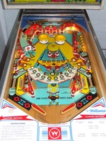Image # 46886: Aztec Illuminated Playfield 
(The spinning target is not original to this game.)