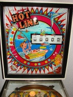 Image # 63358: Hot Line Modified For 5-Digit Scoring - Italy 
(This game from Italy was converted to 5-digit scoring, a common practice of operators there. A dummy zero has been added. The replay wheel was removed and the replay window was covered up.)