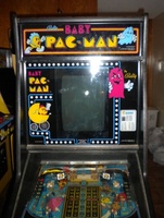 Image # 46455: Baby Pac-Man Cabinet - Upper Front 
(Serial number 9130.)