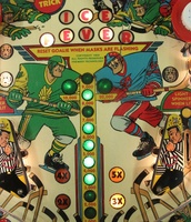 Image # 65163: Ice Fever Playfield - Detail 
(The white pop bumper cap shown here is not original to this game.)