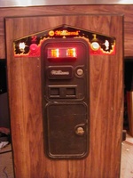 Image # 60999: Joust Early Production Cabinet - Coin Door 
(Serial number XP0223.)