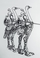 Image # 69552: Joust Original Apron Artwork 
(Artist is Constantino Mitchell.Black-and-white inking on illustration board.Dimensions are 12 inches by 18 inches.)