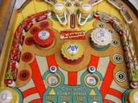 Image # 23900: Kewpie Doll Upper Playfield 
(The two passive bumpers have their rubber rings positioned differently than in the game flyer. )