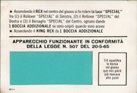 Image # 32076: King Rex Italian Instruction Card 
(This card is for the Add-A-Ball setting.)
