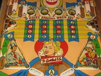 Image # 64630: Kings & Queens Early Production - Lower Playfield 
(The serial number on the upper arch sticker is not legible. The cabinet serial number is 04166.)