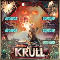 Image # 67577: Krull Illuminated Backglass 
(Serial number 01009E.)