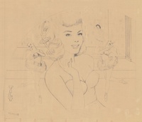 Image # 56518: Ballerina Original Backglass Artwork 
(Artist is Lester Hilbrich.Pencil on art paper.Dimensions are unavailable.)