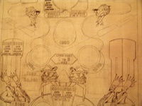 Image # 56521: Ballerina Original Playfield Artwork - Middle Section 
(Artist is Lester Hilbrich.Pencil on art paper.Dimensions are unavailable.)