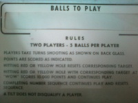 Image # 42178: Lariat Instruction Card - 5 Balls 
(From the game with serial number 06130.)