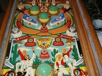 Image # 23816: Lazy-Q Middle Playfield 
(The flyer indicates that the bumpers caps and flippers are gold. The only gold parts evident on the game pictured here are two bumper caps.)