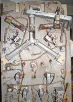 Image # 69460: Lightning Ball Under Lower Playfield 
(The ends of the gobble hole troughs have been encased by the owner to prevent viewing inside the machine during play. Serial number M18463.)
