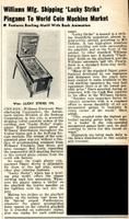 Image # 57516: Lucky Strike Cash Box New Game Announcement 
(Cash Box, Aug-28-1965, page 55)