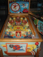 Image # 44171: Lulu Cabinet - Front View 
(The '1' insert above the left flipper is not original to this game. The paper apron at playfield bottom is a reproduction.)