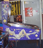 Image # 35725: The Machine: Bride of Pin�bot Cabinet - Left 
(Diamond Plate playfield version. Serial Number 50002 I668977.)