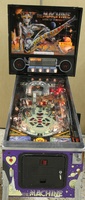 Image # 61119: The Machine: Bride of Pin�bot Cabinet - Front View 
(A small white sign has been taped to the backglass.)