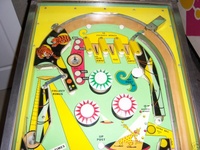 Image # 35332: Bally Hoo Engineering Prototype Upper Playfield 
(The game pictured has no serial number. It was made as the next step after the whitewood stage of development.)