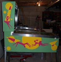 Image # 35334: Bally Hoo Engineering Prototype Cabinet - Left 
(The game pictured has no serial number. It was made as the next step after the whitewood stage of development.)