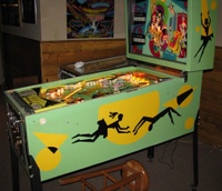 Image # 61859: Bally Hoo Cabinet - Right 
(The playfield glass and its metal frame have been removed from this game.)