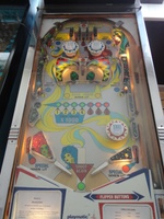 Image # 60222: Magic Illuminated Playfield 
(The Free Ball Return Lane near the bottom pop bumper is blocked by a post, placed there by an operator or game owner.)