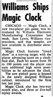 Image # 46409: Magic Clock Billboard New Game Announcement 
(The Billboard, Jan-16-1961, page 60)