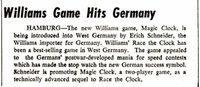 Image # 46410: Magic Clock Billboard New Game Announcement - Germany 
(The Billboard, Jan-16-1961, page 69)