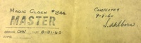 Image # 58692: Magic Clock Tool Room Drawing Dates and Signatures 
(This is a section of the block-stamped Master drawing showing the initials of the draftsman and the signature of the probable Tool Room Manager.)