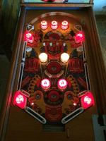 Image # 79321: Manhattan Illuminated Playfield (with retrofit flippers) 
(Serial number 4074.)