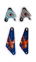 Image # 83044: Mars Trek Playfield Plastics Comparison - Annotated 
(The left side are plastics from the game identified as Early Production. Red circles have been drawn around areas of direct comparison.)