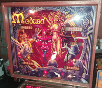 Image # 79556: Medusa Prototype Backglass 
(Serial number EME1491.)