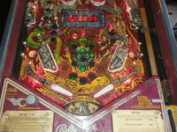 Image # 79559: Medusa Illuminated Lower Playfield 
(The post between the flippers is not original to this game. Serial number EME1491.)