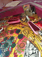 Image # 79560: Medusa Playfield - Detail 
(The post between the flippers is not original to this game. Serial number EME1491.)