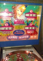 Image # 59233: Merry Widow Illuminated Backglass 
(The backbox has been repainted blue.)