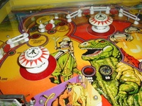 Image # 65974: Middle Earth Upper Playfield - Green Inserts 
(The inserts for each standup target are green, not white.)
