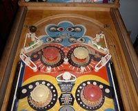 Image # 12244: Band Leader Upper Playfield 
(The three white posts in center playfield are missing their rubber ring.)