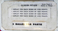 Image # 63458: Moulin Rouge Early Production - Score Card 
(Serial number 19267.)