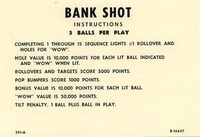 Image # 36551: Bank Shot Instruction Card - 5 Balls Per Play