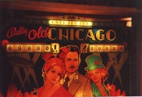 Image # 11937: Old Chicago Early Production Backglass - Over The Top 
(This is the Over The Top version of the backglass from game serial number 1009, the 9th game produced.)