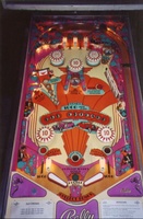 Image # 11938: Old Chicago Early Production Playfield 
(This is an orange version of the playfield from game serial number 1009, the 9th game produced.)